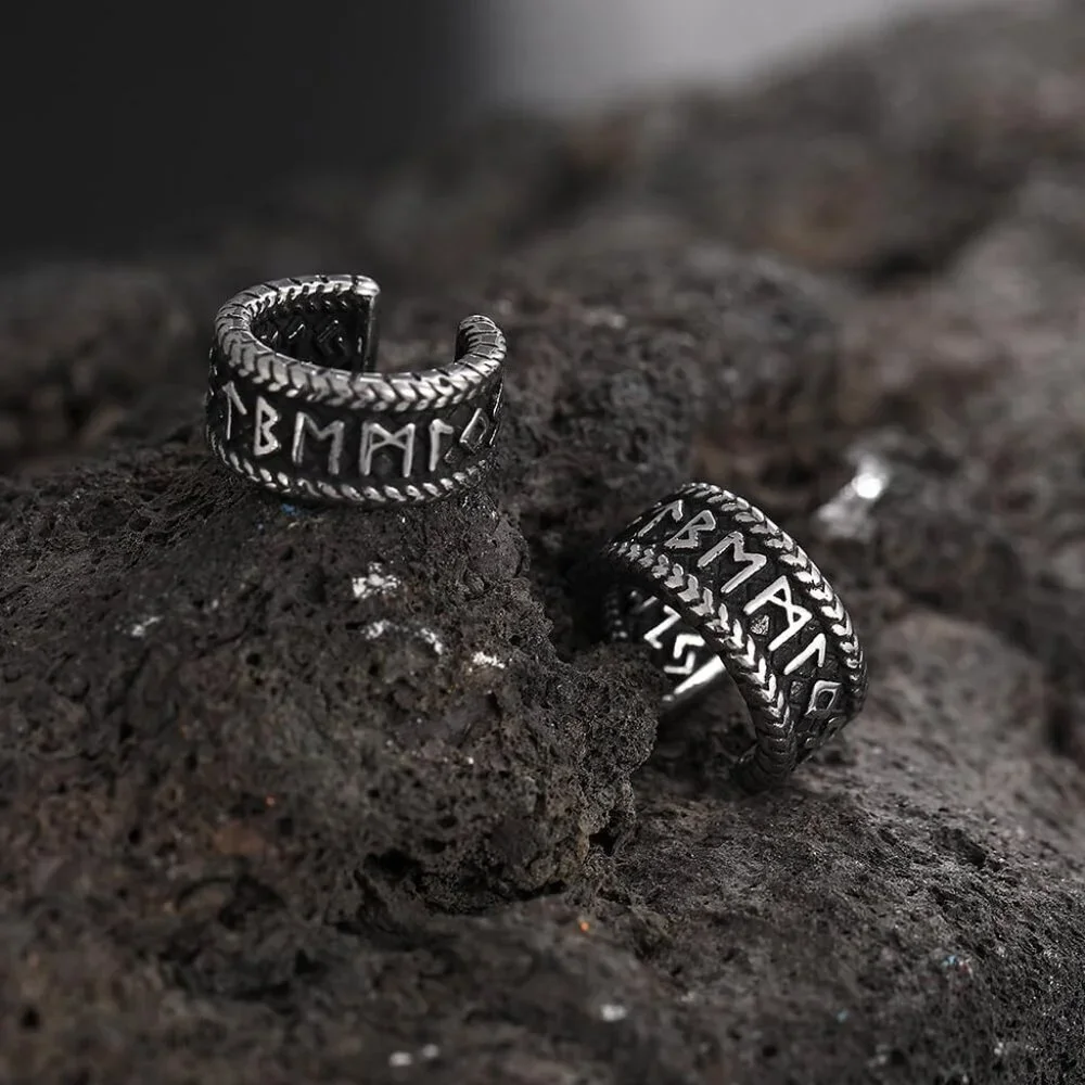 Norse Runes Ear Cuff Non Piercing Clip On Jewelry for Women Men